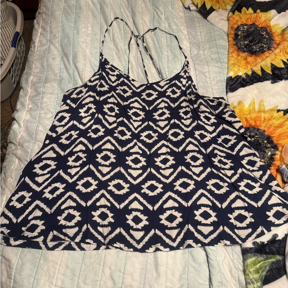 Navy and White aztec Women's Top